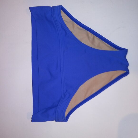 Victoria Secret Swim Bikini Bottom XS Solid Blue Foldover Waist Color Code 868 - Picture 7 of 8